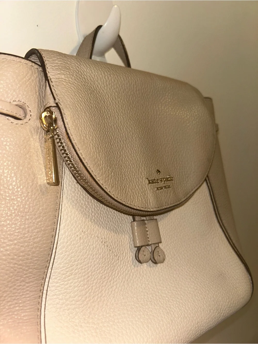 kate spade Two-Tone Beige & Cream Pebbled Leather Backpack